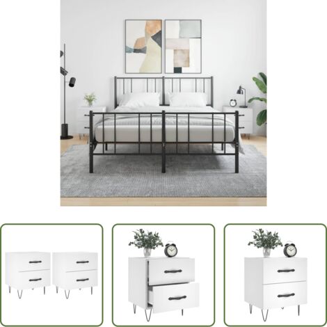 vidaXL Comodino con cassetti -  Comodini 2 pz Bianchi 40x35x47,5 cm in Legno Multistrato