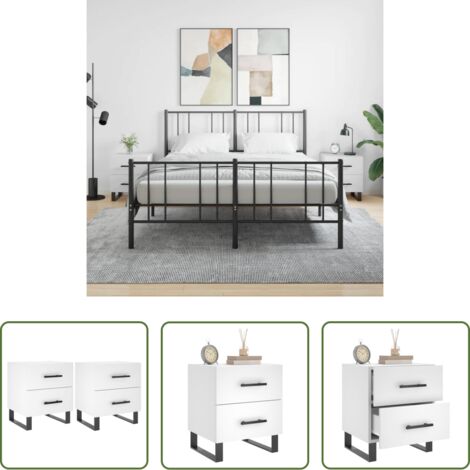 vidaXL Comodino con cassetti -  Comodini 2 pz Bianchi 40x35x47,5 cm in Legno Multistrato