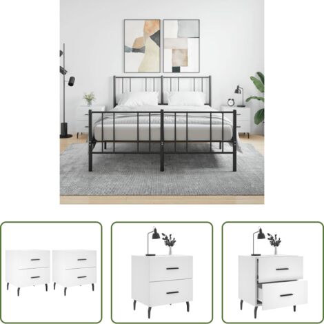 vidaXL Comodino con cassetti -  Comodini 2 pz Bianchi 40x35x47,5 cm in Legno Multistrato