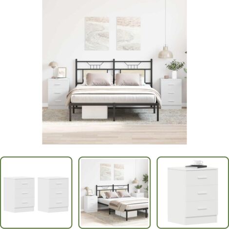 vidaXL Comodino con cassetti -  Comodini 2 pz Bianco 38x35x56 cm in Legno Ingegnerizzato