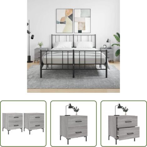 vidaXL Comodino con cassetti -  Comodini 2 pz Grigio Sonoma 40x35x47,5 cm in Legno Multistrato