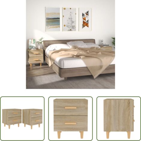vidaXL Comodino con cassetti -  Comodini 2 pz in Rovere Sonoma 40x35x47,5 cm