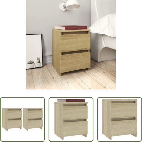 vidaXL Comodino con cassetti -  Comodini 2 pz Rovere Sonoma 30x30x40 cm in Legno Multistrato