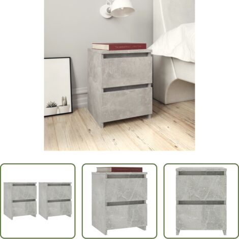 vidaXL Comodino con cassetti -  Comodini 2pz Grigio Cemento 30x30x40 cm in Legno Multistrato