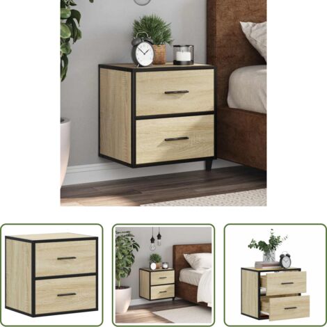 vidaXL Comodino con cassetti -  Comodino a Muro Rovere Sonoma 40x31x39,5 cm