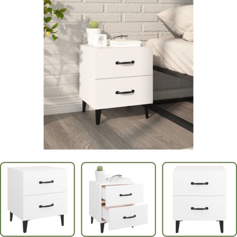 vidaXL Comodino con cassetti -  Comodino Bianco 40x35x47,5 cm