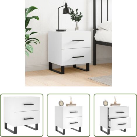 vidaXL Comodino con cassetti -  Comodino Bianco 40x35x47,5 cm in Legno Multistrato