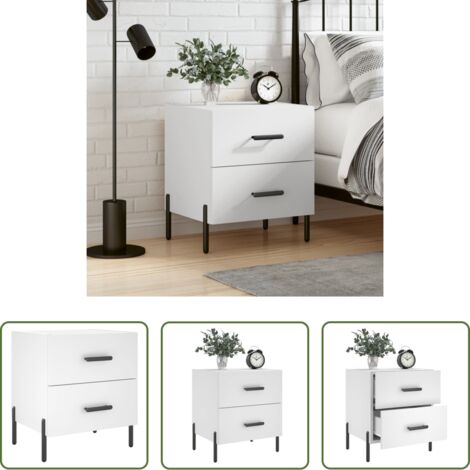vidaXL Comodino con cassetti -  Comodino Bianco 40x35x47,5 cm in Legno Multistrato