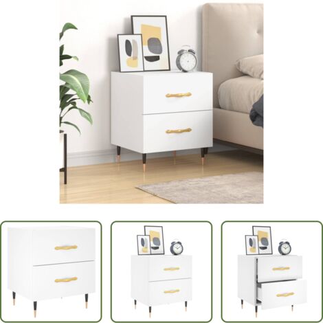 vidaXL Comodino con cassetti -  Comodino Bianco 40x35x47,5 cm in Legno Multistrato