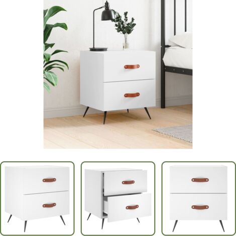 vidaXL Comodino con cassetti -  Comodino Bianco 40x35x47,5 cm in Legno Multistrato