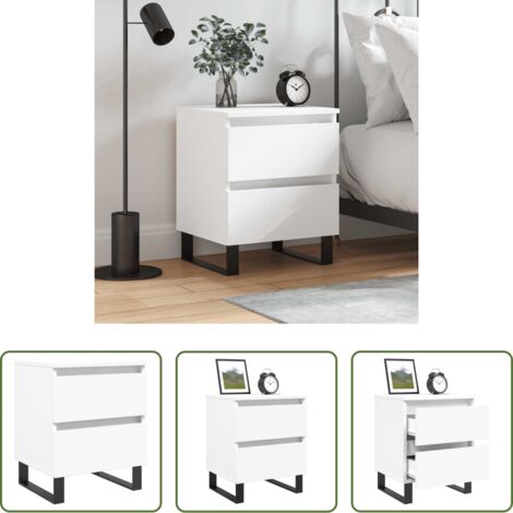 vidaXL Comodino con cassetti -  Comodino Bianco 40x35x50 cm in Legno Multistrato