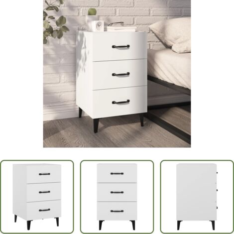 vidaXL Comodino con cassetti -  Comodino Bianco 40x40x66 cm in Legno Multistrato