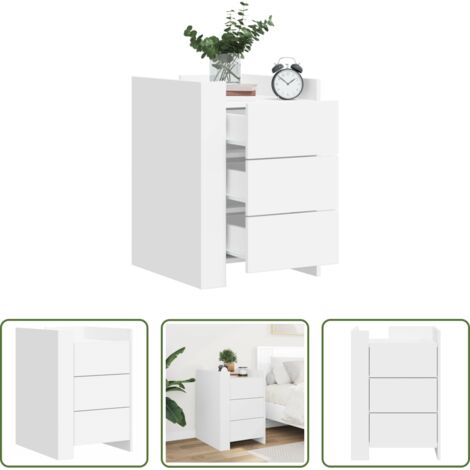 vidaXL Comodino con cassetti -  Comodino Bianco 45x50x65 cm in Legno Multistrato