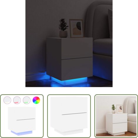 vidaXL Comodino con cassetti -  Comodino con Luci LED Bianco in Legno Multistrato