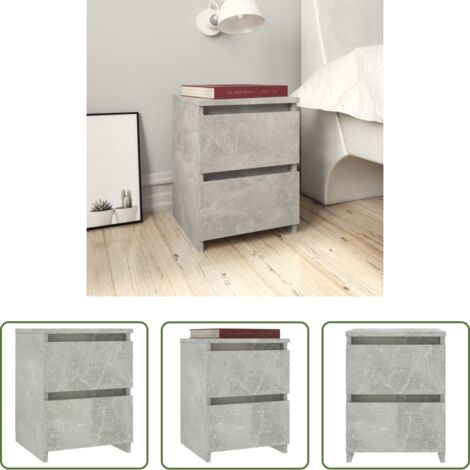vidaXL Comodino con cassetti -  Comodino Grigio Cemento 30x30x40 cm in Legno Multistrato