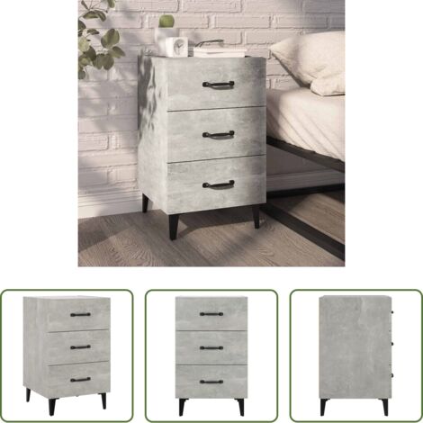 vidaXL Comodino con cassetti -  Comodino Grigio Cemento 40x40x66 cm in Legno Multistrato