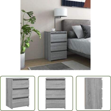 vidaXL Comodino con cassetti -  Comodino Grigio Sonoma 40x35x62,5 cm in Legno Multistrato