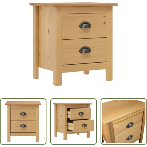 vidaXL Comodino con cassetti -  Comodino Hill 46x35x49,5 cm in Legno Massello di Pino