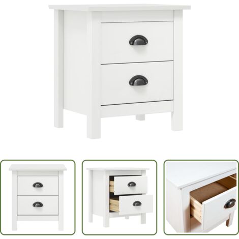 vidaXL Comodino con cassetti -  Comodino Hill Bianco 46x35x49,5 cm Legno Massello di Pino