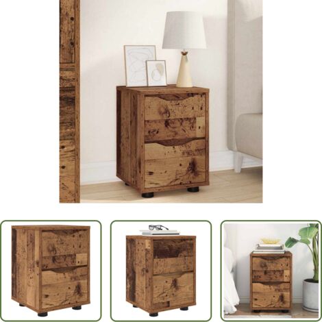 vidaXL Comodino con cassetti -  Comodino Legno vecchio 30,5 x 30 x 43 cm Legno multistrato