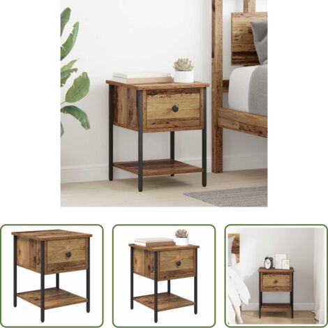 vidaXL Comodino con cassetti -  Comodino Legno vecchio 34 x 35,5 x 45 cm Legno multistrato