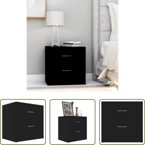 vidaXL Comodino con cassetti -  Comodino Nero 40x30x40 cm in Legno Multistrato