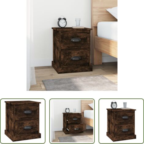 vidaXL Comodino con cassetti -  Comodino Rovere Fumo 39x39x47,5 cm in Legno Multistrato