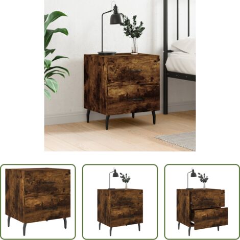 vidaXL Comodino con cassetti -  Comodino Rovere Fumo 40x35x47,5 cm in Legno Multistrato