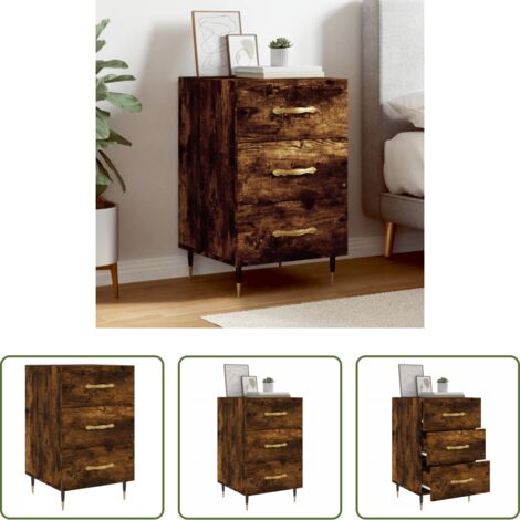 vidaXL Comodino con cassetti -  Comodino Rovere Fumo 40x40x66 cm in Legno Multistrato