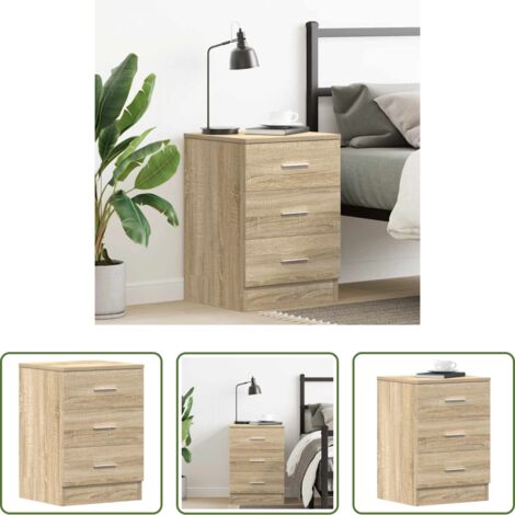 vidaXL Comodino con cassetti - Comodino Rovere Sonoma 38x35x56 cm in Legno Multistrato
