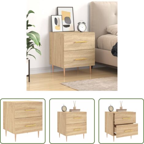 vidaXL Comodino con cassetti -  Comodino Rovere Sonoma 40x35x47,5 cm in Legno Multistrato