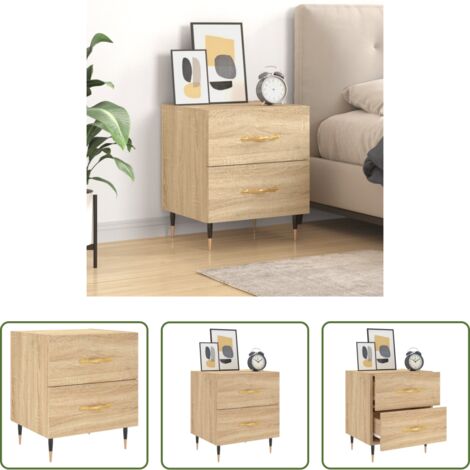 vidaXL Comodino con cassetti -  Comodino Rovere Sonoma 40x35x47,5 cm in Legno Multistrato