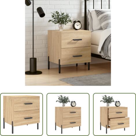 vidaXL Comodino con cassetti -  Comodino Rovere Sonoma 40x35x47,5 cm in Legno Multistrato