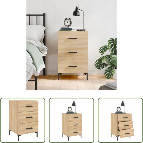 vidaXL Comodino con cassetti -  Comodino Rovere Sonoma 40x40x66 cm in Legno Multistrato