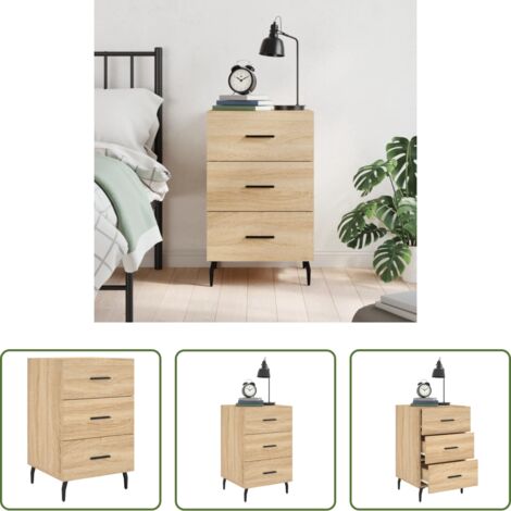 vidaXL Comodino con cassetti -  Comodino Rovere Sonoma 40x40x66 cm in Legno Multistrato