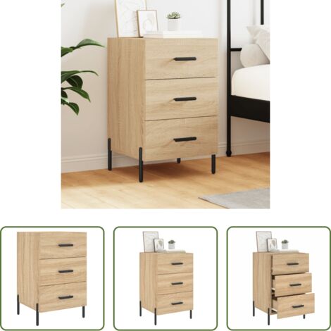 vidaXL Comodino con cassetti -  Comodino Rovere Sonoma 40x40x66 cm in Legno Multistrato