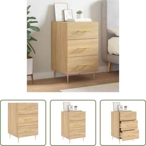 vidaXL Comodino con cassetti -  Comodino Rovere Sonoma 40x40x66 cm in Legno Multistrato
