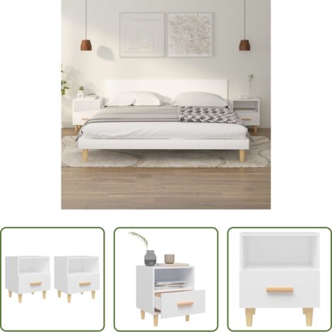 vidaXL Comodino con cassetto -  Comodini 2 pz Bianchi 40x35x47 cm