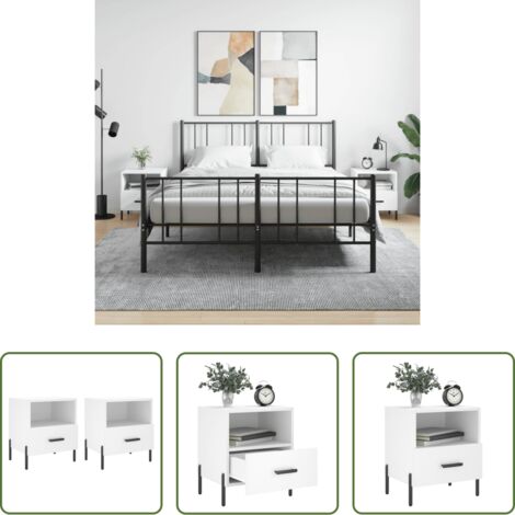 vidaXL Comodino con cassetto -  Comodini 2 pz Bianchi 40x35x47,5 cm in Legno Multistrato
