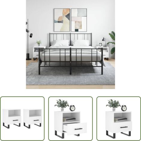 vidaXL Comodino con cassetto -  Comodini 2 pz Bianchi 40x35x47,5 cm in Legno Multistrato