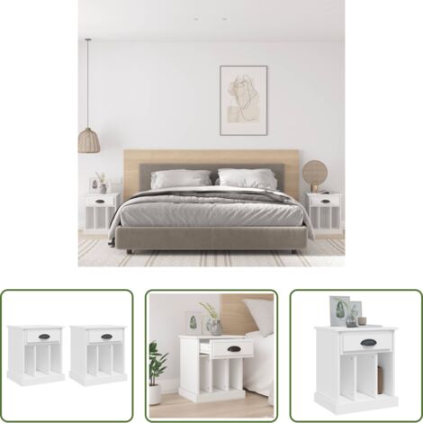 vidaXL Comodino con cassetto -  Comodini 2 pz Bianchi 43x36x50 cm