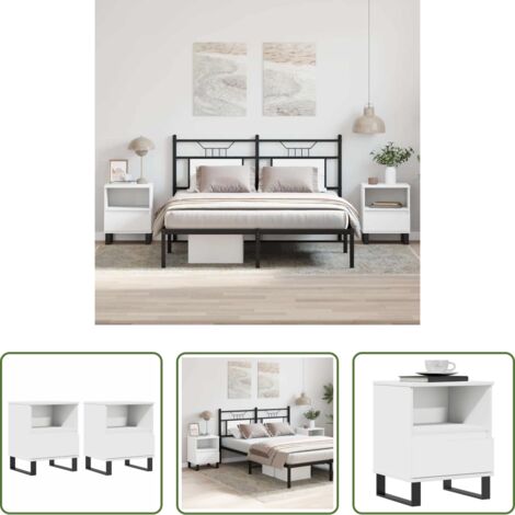 vidaXL Comodino con cassetto -  Comodini 2pz Bianchi 40x35x50 cm in Legno Multistrato