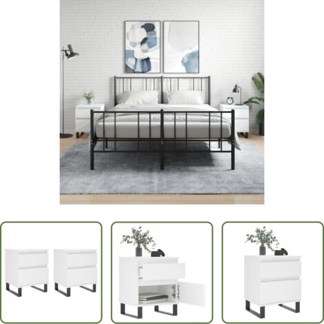 vidaXL Comodino con cassetto -  Comodini 2pz Bianchi 40x35x50 cm in Legno Multistrato