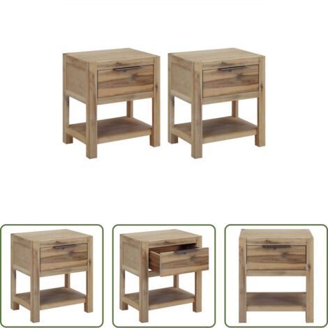 vidaXL Comodino con cassetto -  Comodini con Cassetti 2 pz 40x30x48 cm Legno Massello di Acacia