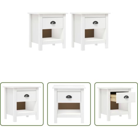 vidaXL Comodino con cassetto -  Comodini Hill 2 pz 46x35x49,5 cm Legno Massello di Pino