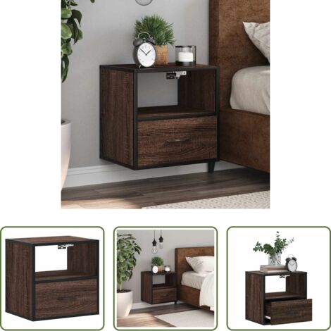 vidaXL Comodino con cassetto -  Comodino a Muro Rovere Marrone 40x31x39,5 cm