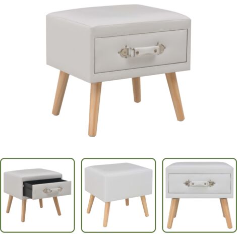 vidaXL Comodino con cassetto -  Comodino Bianco 40x35x40 cm in Similpelle