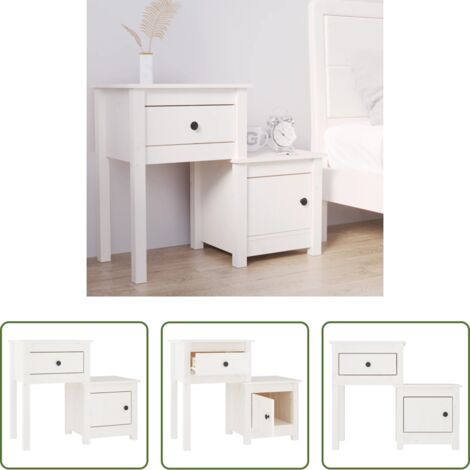 vidaXL Comodino con cassetto -  Comodino Bianco 79,5x38x65,5 cm in Legno Massello di Pino