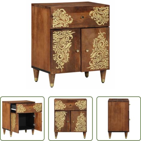 vidaXL Comodino con cassetto -  Comodino con porta con cassetto Marrone miele 50 x 33 x 60 cm