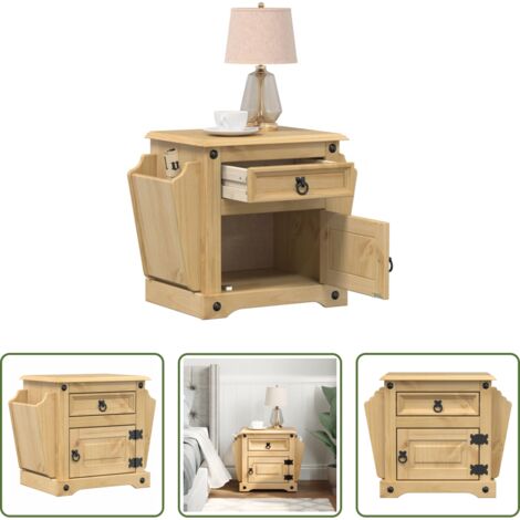 vidaXL Comodino con cassetto -  Comodino Corona 45x35x47,5 cm in Legno Massello di Pino